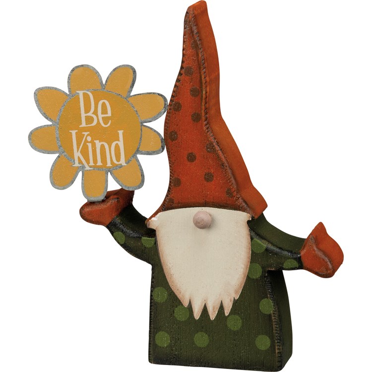 Be Kind Gnome Chunky Sitter - Wood, Metal