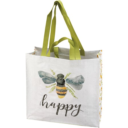 Bee Happy Market Tote - Post-Consumer Material, Nylon