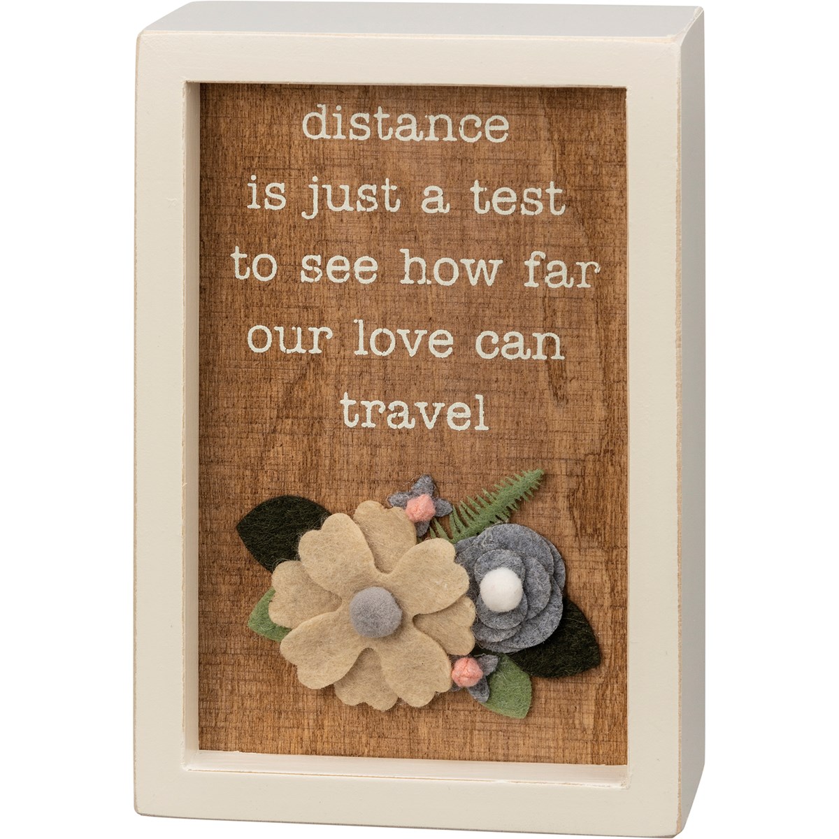Distance Is Just A Test Inset Box Sign - Wood, Felt