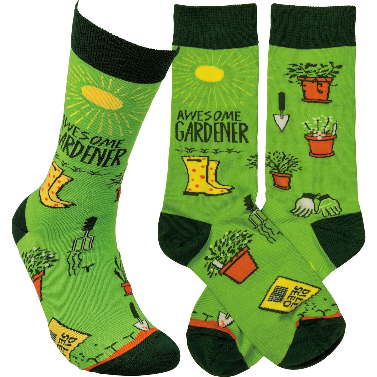 Socks - Awesome Gardener - One Size Fits Most - Cotton, Nylon, Spandex