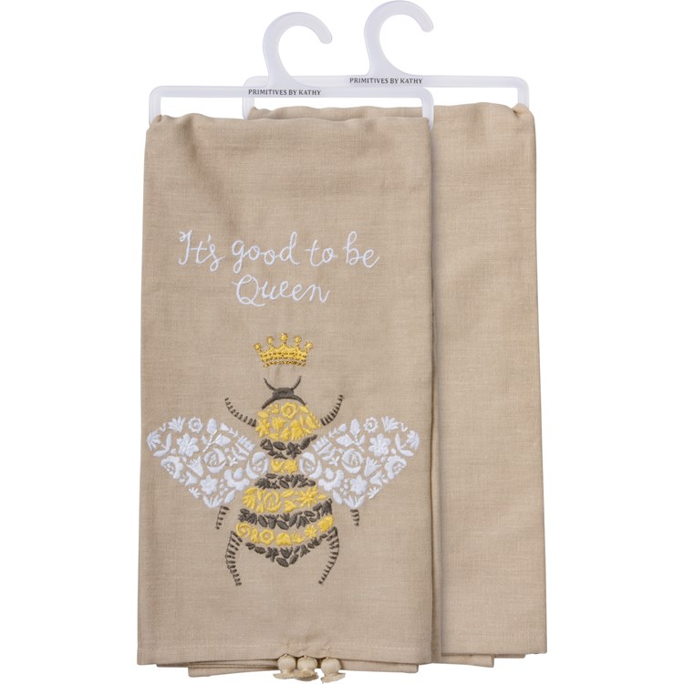 It's Good To Be Queen Bee Kitchen Towel - Cotton, Linen