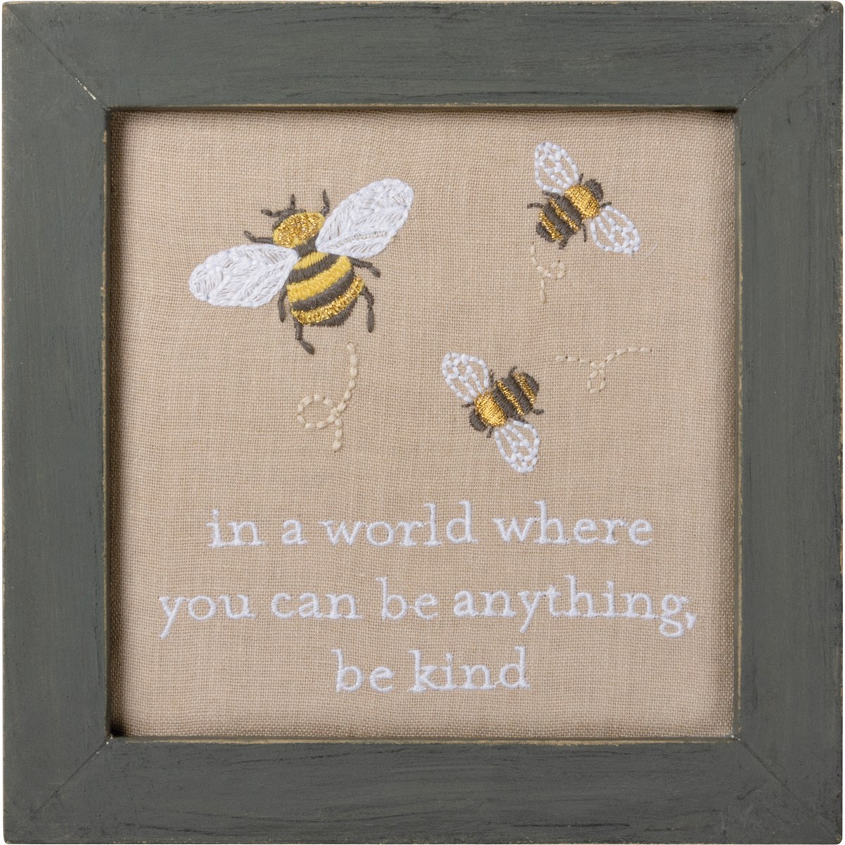 In A World Where Be Kind Stitchery - Cotton, Linen, Wood
