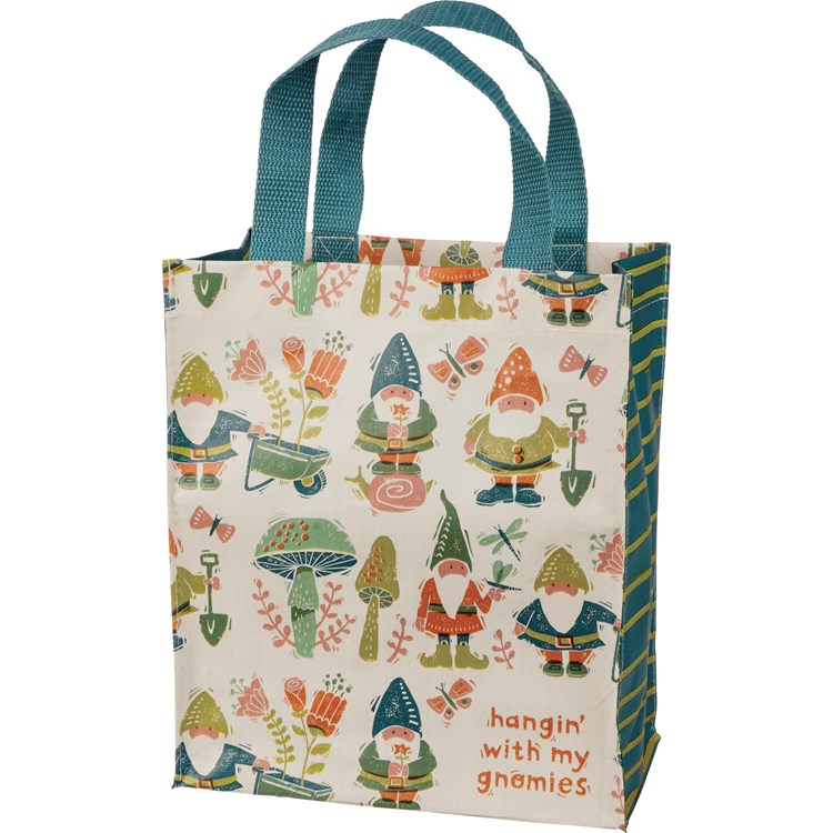 Daily Tote - Hangin' With My Gnomies - 8.75" x 10.25" x 4.75" - Post-Consumer Material, Nylon