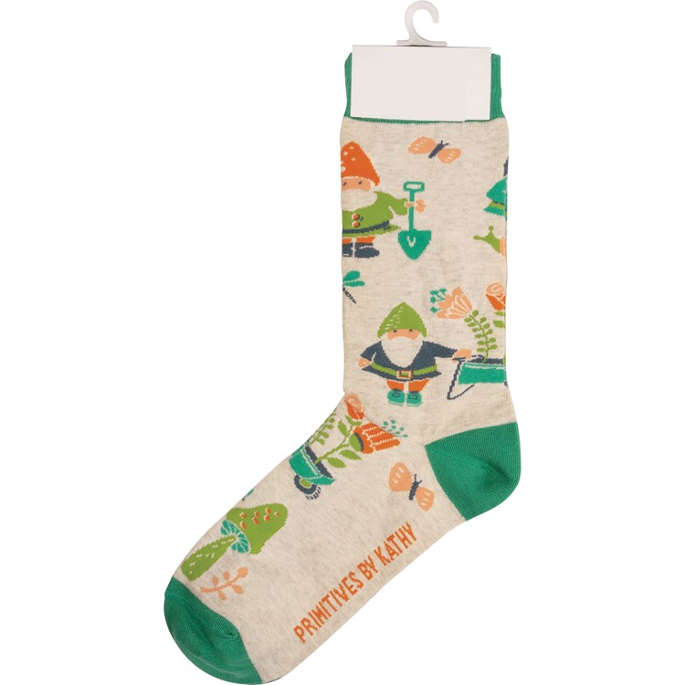 Garden Gnome Socks - Cotton, Nylon, Spandex