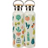 Eat More Plants Insulated Bottle - Stainless Steel, Bamboo