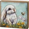 White Bunny Box Sign - Wood