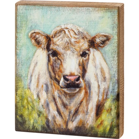 Box Sign - Shaggy Cow - 9.50" x 12" x 1.75" - Wood