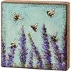 Lavender Bees Box Sign - Wood