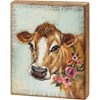 Floral Cow Box Sign - Wood