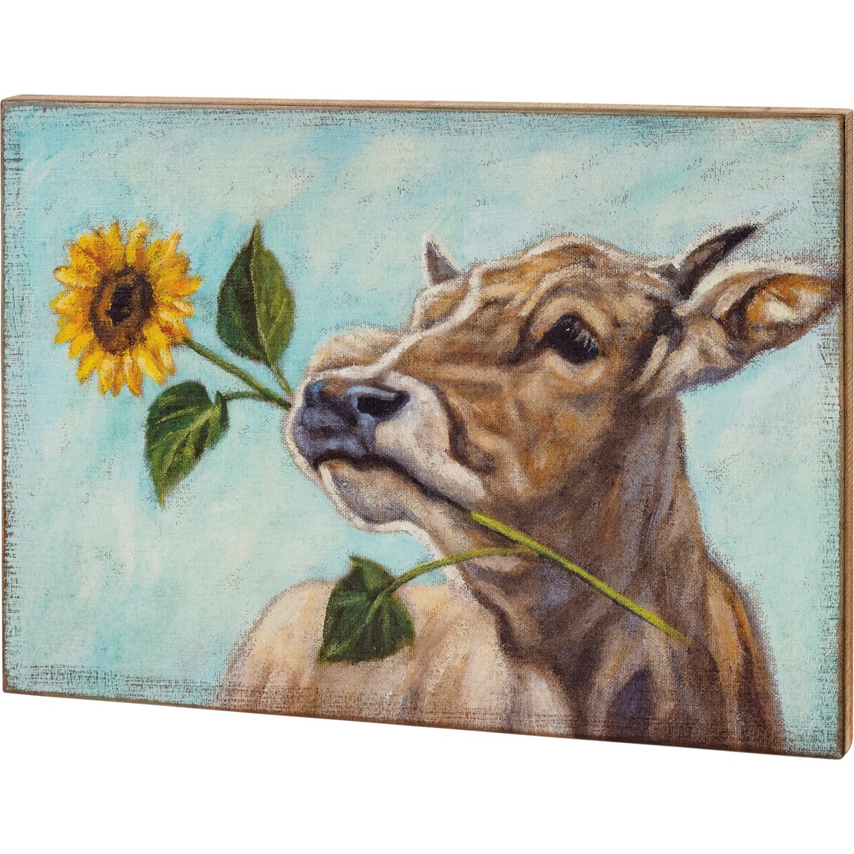 Sunflower Cow Box Sign - Wood