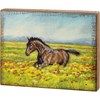 Horse In Field Box Sign - Wood