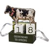 Cow Countdown To Spring Block Countdown - Wood, Paper, Ribbon