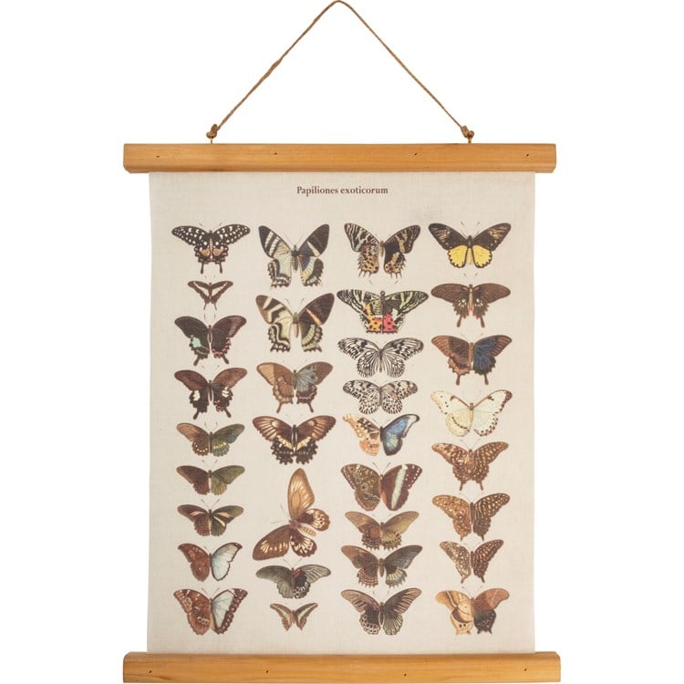 Wall Decor - Butterfly - 15.75" x 19.25" x 0.75" - Canvas, Wood, Jute