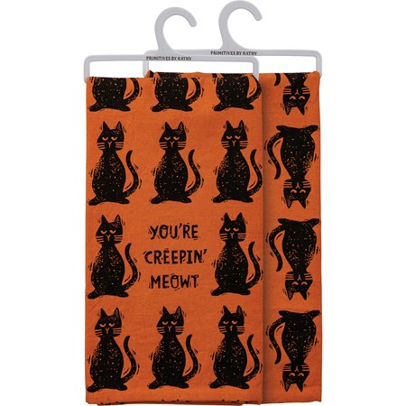 You're Creepin' Meowt Kitchen Towel - Cotton, Linen