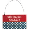 Slat Ornament - God Bless America - 5" x 3" x 0.25" - Wood, Wire