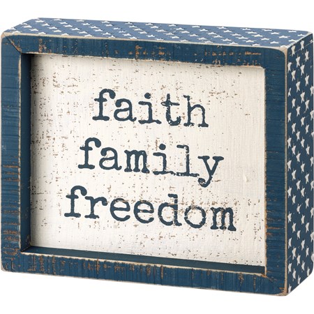 Inset Box Sign - Faith Family Freedom - 6" x 5" x 1.75" - Wood