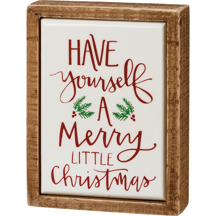 Have Yourself A Merry Christmas Box Sign Mini - Wood