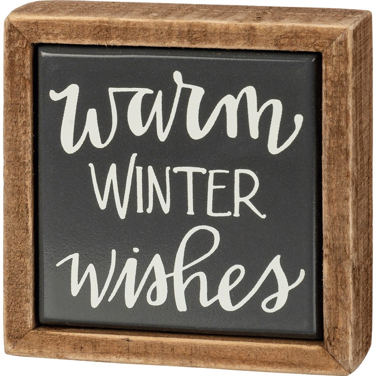 Warm Winter Wishes Box Sign Mini - Wood