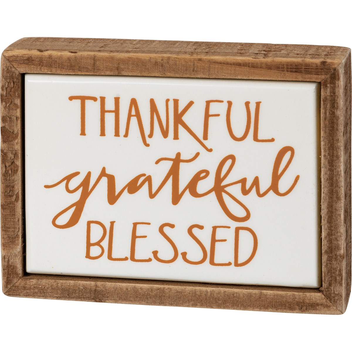 Thankful Grateful Blessed Box Sign Mini - Wood