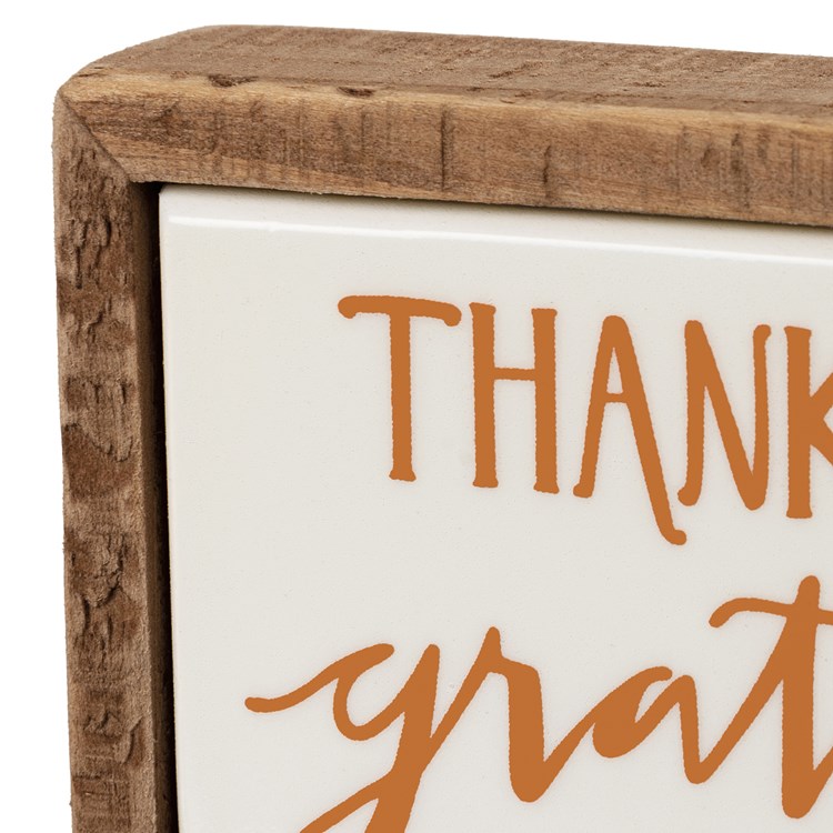 Thankful Grateful Blessed Box Sign Mini - Wood