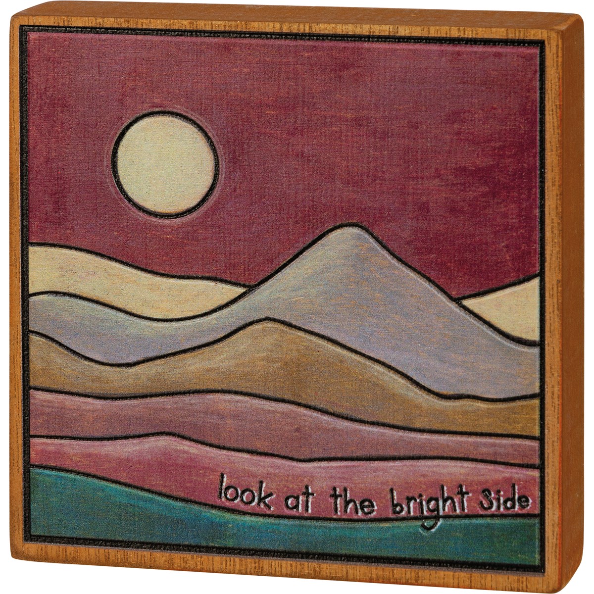 Look At The Bright Side Block Sign - Wood