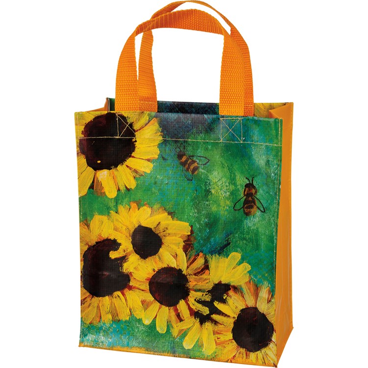 Daily Tote - Sunflowers - 8.75" x 10.25" x 4.75" - Post-Consumer Material, Nylon