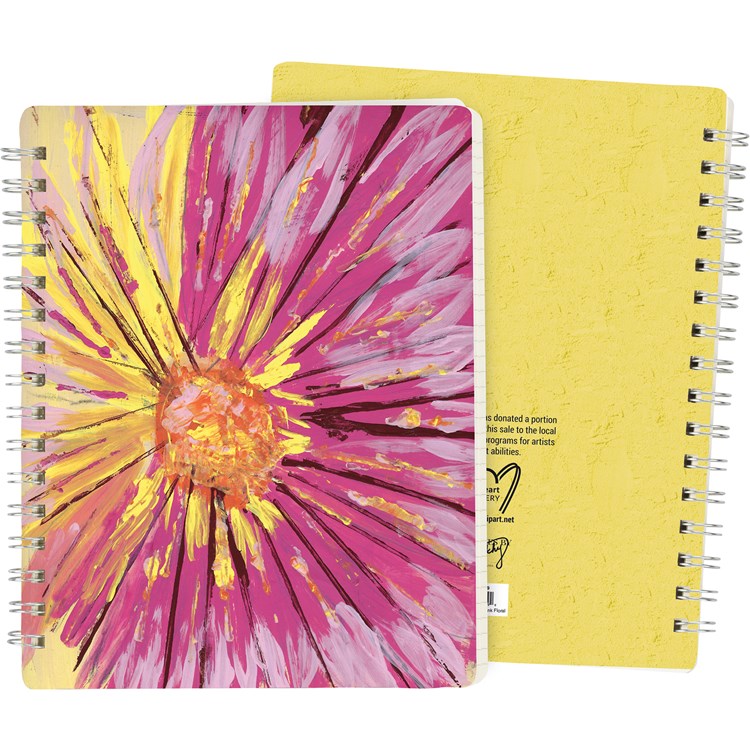 Spiral Notebook - Pink Floral - 5.75" x 7.50" x 0.50" - Paper, Metal
