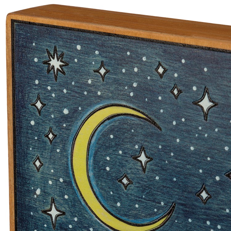 Never Stop Looking Up Celestial Box Sign - Wood