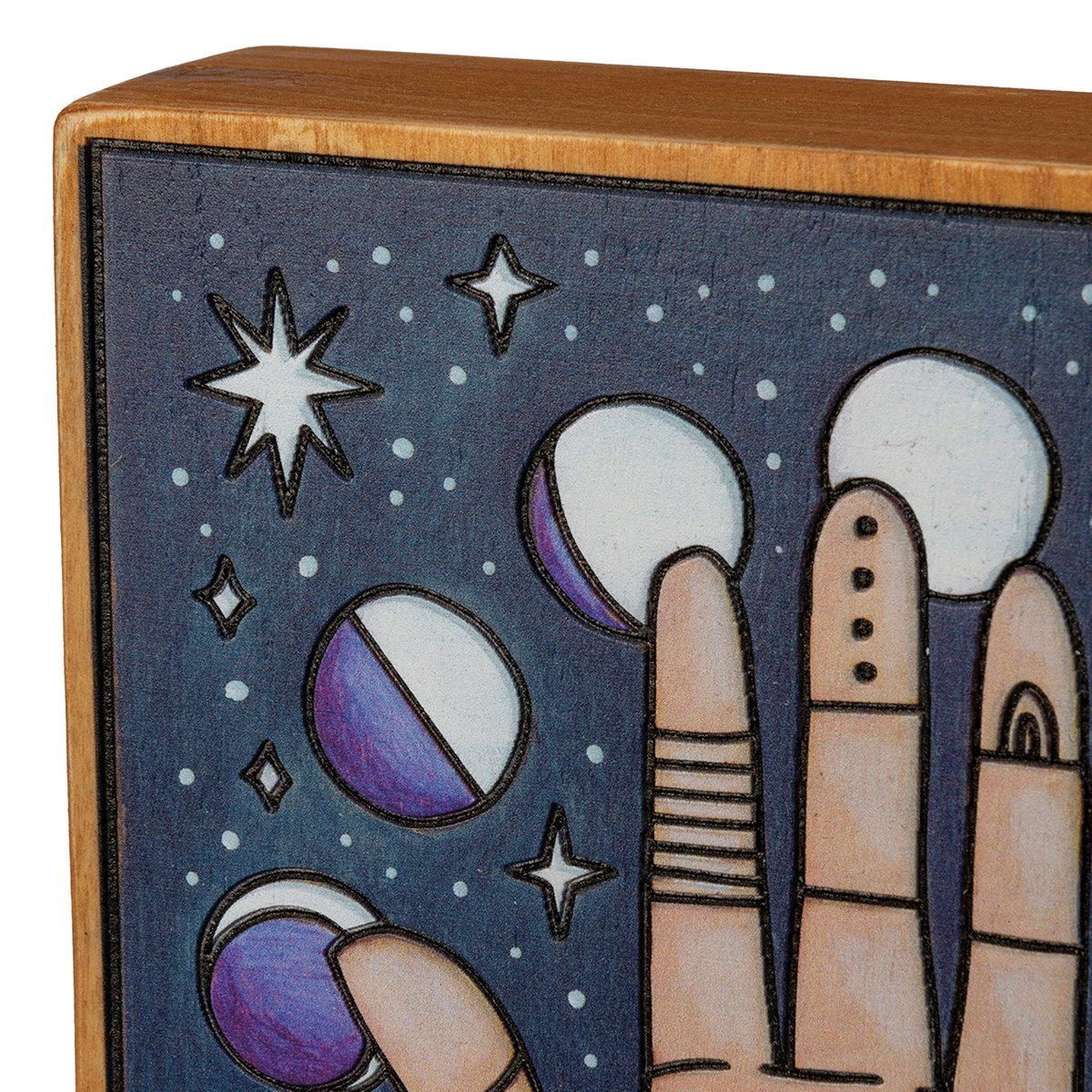Reach For The Stars Box Sign - Wood