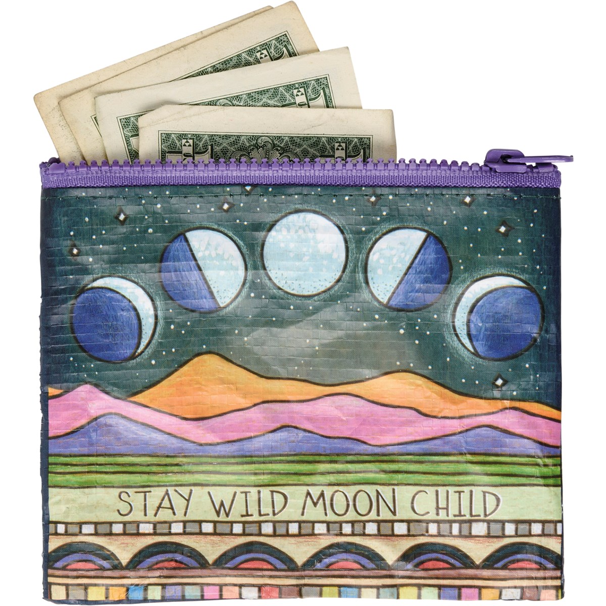Stay Wild Moon Child Zipper Wallet - Post-Consumer Material, Plastic, Metal