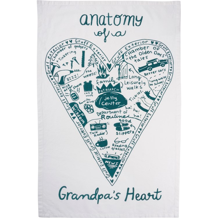 Anatomy Of A Grandpa's Heart Kitchen Towel - Cotton