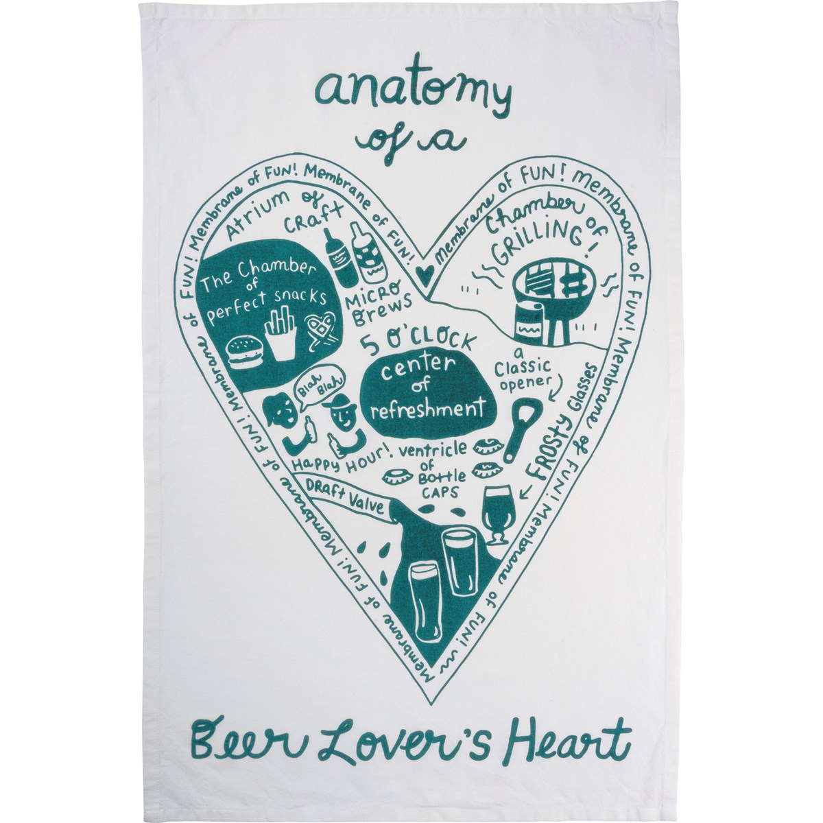 Anatomy Of A Beer Lover's Heart Kitchen Towel - Cotton