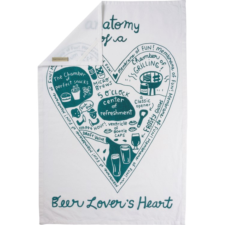 Anatomy Of A Beer Lover's Heart Kitchen Towel - Cotton