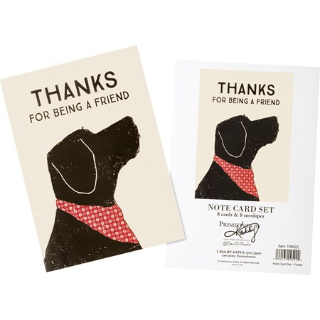 Note Card Set - Thanks For Being A Friend - 4.50" x 6.25" - Paper