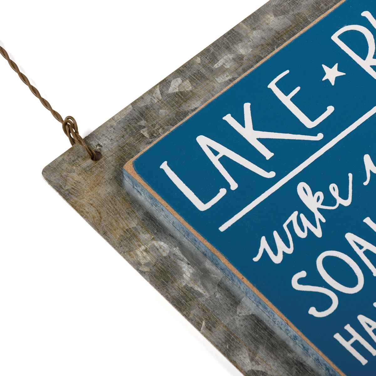 Hanging Decor - Lake Rules - 5.25" x 9.50" x 0.25" - Wood, Metal, Wire