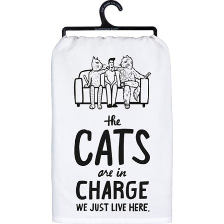 Kitchen Towel - The Cats Are In Charge - 28" x 28" - Cotton