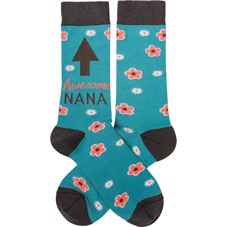 Socks - Awesome Nana - One Size Fits Most - Cotton, Nylon, Spandex