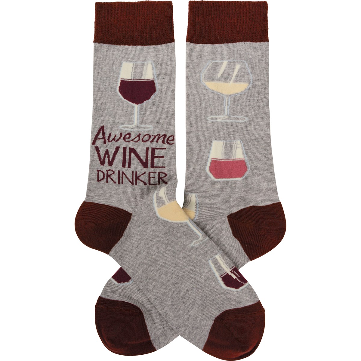 Socks - Awesome Wine Drinker - One Size Fits Most - Cotton, Nylon, Spandex
