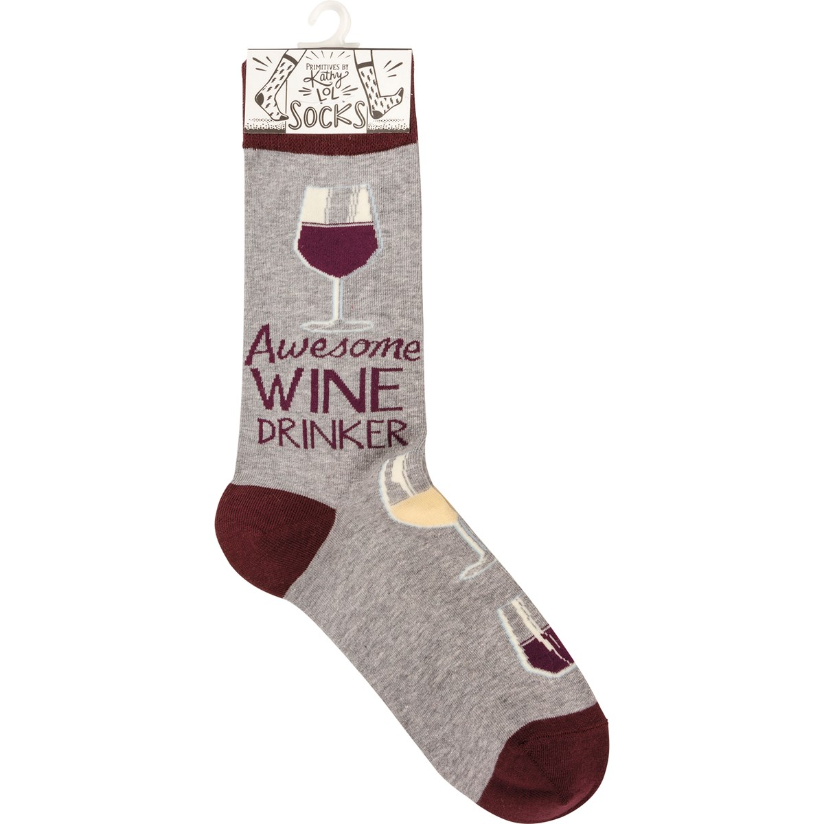 Socks - Awesome Wine Drinker - One Size Fits Most - Cotton, Nylon, Spandex