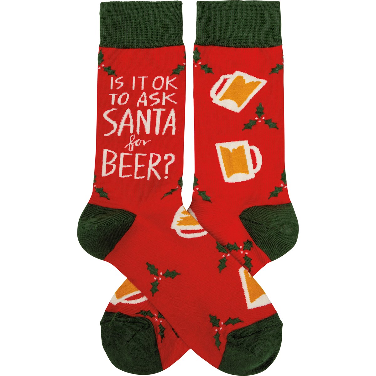 Is It Ok To Ask Santa For Beer Socks - Cotton, Nylon, Spandex