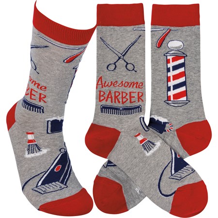 Socks - Awesome Barber - One Size Fits Most - Cotton, Nylon, Spandex