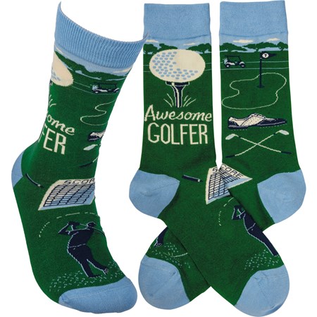 Socks - Awesome Golfer - One Size Fits Most - Cotton, Nylon, Spandex