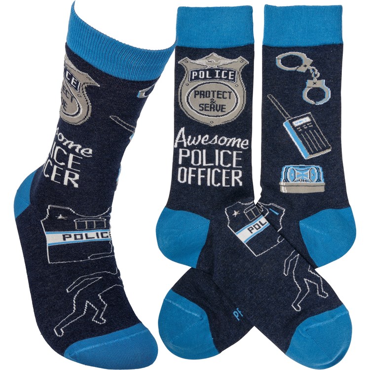 Awesome Police Officer Socks - Cotton, Nylon, Spandex