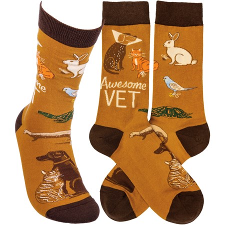 Socks - Awesome Vet - One Size Fits Most - Cotton, Nylon, Spandex