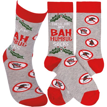 Socks - Bah Humbug Socks - One Size Fits Most - Cotton, Nylon, Spandex