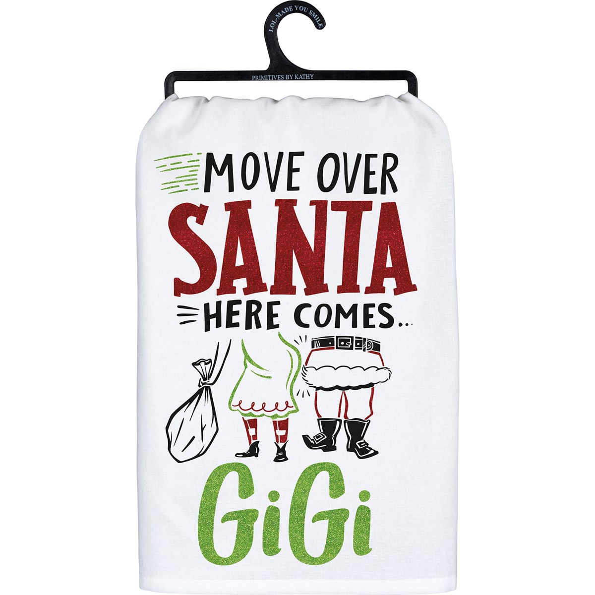 Move Over Santa Here Comes Gigi Kitchen Towel - Cotton, Glitter