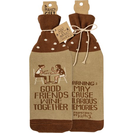 Good Friends Wine Together Bottle Sock - Cotton, Nylon, Spandex