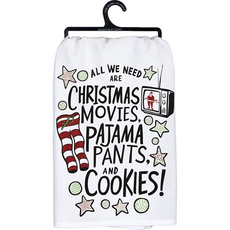Kitchen Towel - Christmas Movies Pajama Pants - 28" x 28" - Cotton