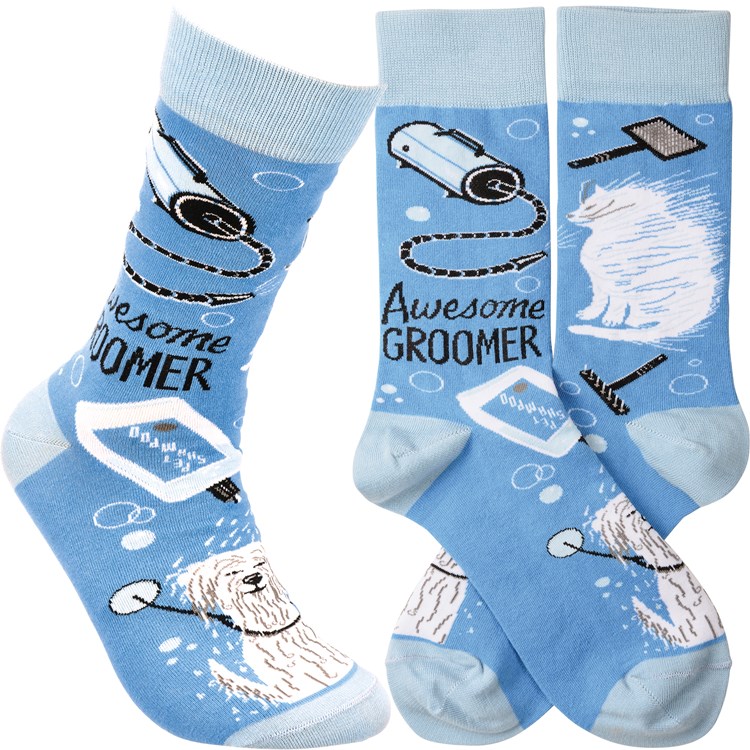 Socks - Awesome Groomer - One Size Fits Most - Cotton, Nylon, Spandex