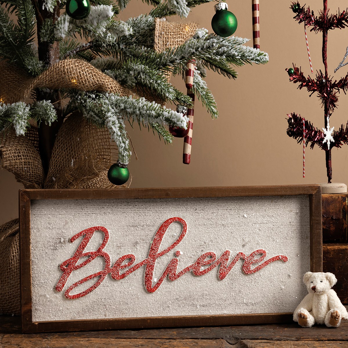 Nordic Believe Inset Box Sign - Wood, Mica